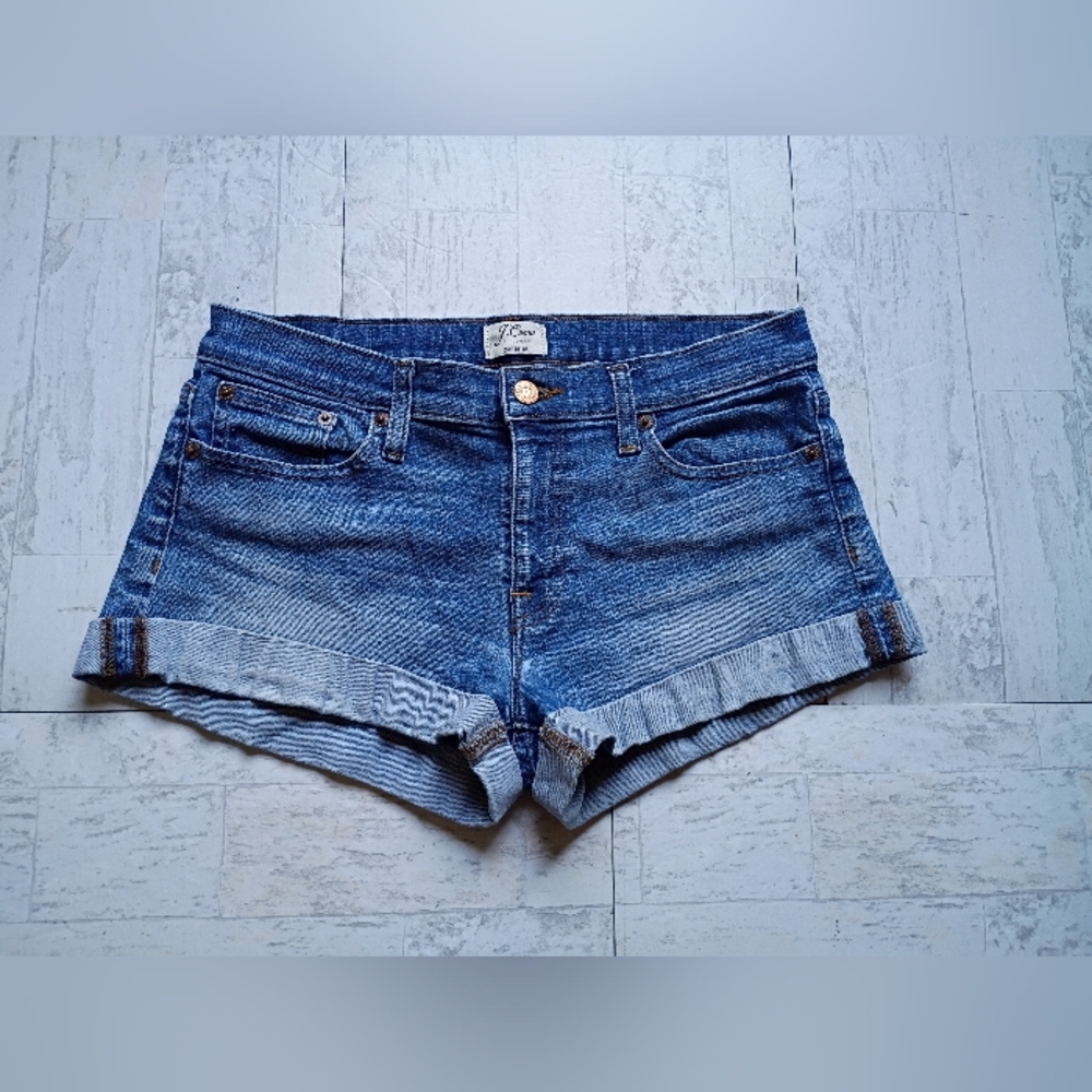 J. Crew Women's Rolled Hem Blue Denim Shorts Sz 27